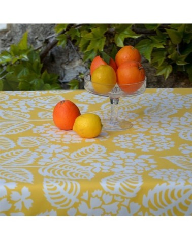 Nappe enduite carrée 160 x 160 cm jaune