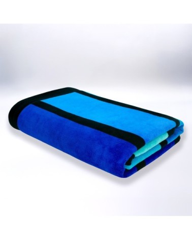 Serviette de plage éponge velours bleu happy Blue 100 x 175