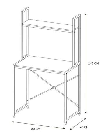 Bureau en bois et métal avec étagères