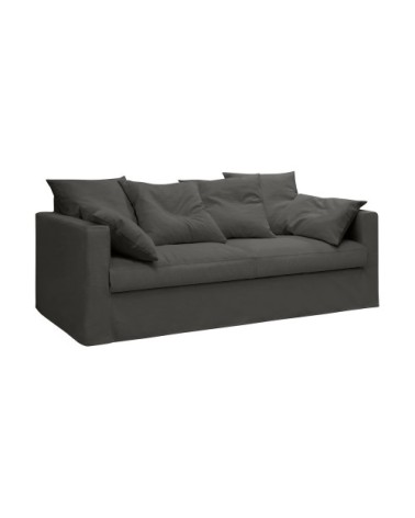 Canapé 4 places fixe en tissu coton anthracite - LARIA