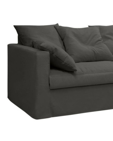 Canapé 4 places fixe en tissu coton anthracite - LARIA