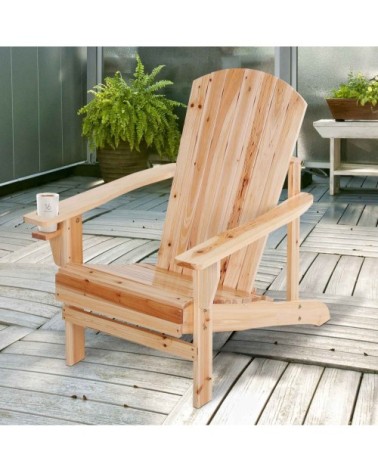 Fauteuil de jardin porte-gobelet intégré bois de sapin traité