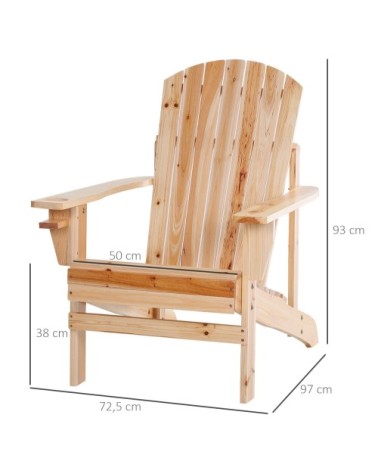 Fauteuil de jardin porte-gobelet intégré bois de sapin traité