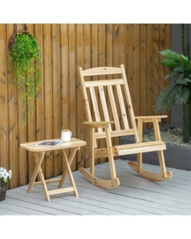 Fauteuil de jardin à bascule avec table basse bois sapin pré-huilé