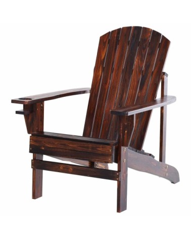 Fauteuil de jardin porte-gobelet intégré bois de sapin traité marron