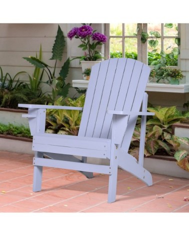 Fauteuil de jardin porte-gobelet intégré bois de sapin traité gris