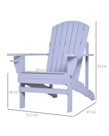 Fauteuil de jardin porte-gobelet intégré bois de sapin traité gris