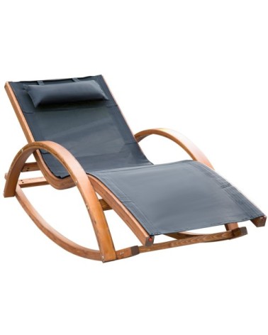 Chaise longue à bascule bois noir