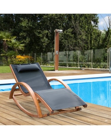Chaise longue à bascule bois noir