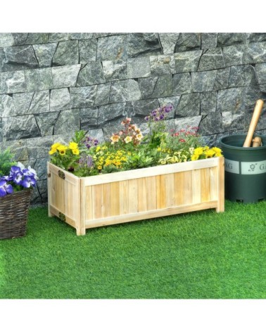 Jardinière sur pied pliable corps aspect lattes bois sapin pré-huilé