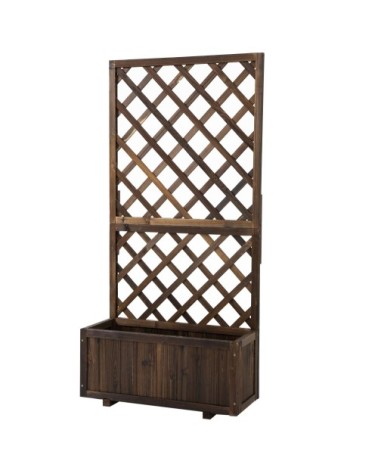 Jardinière avec treillis bois sapin traité carbonisation