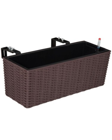 Jardinière de balcon - balconnière suspendue - PP aspect rotin marron