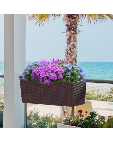 Jardinière de balcon - balconnière suspendue - PP aspect rotin marron
