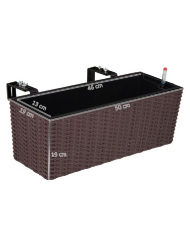 Jardinière de balcon - balconnière suspendue - PP aspect rotin marron