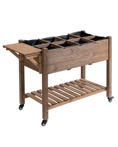 Jardinière sur pied étagère tablette rabattable bois sapin pré-huilé