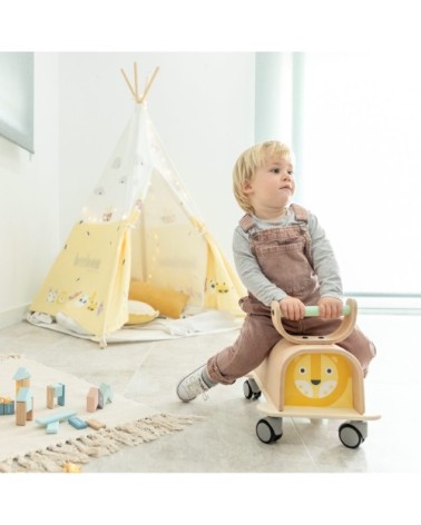 Trottoir pour bébé en bois naturel jaune