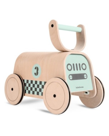 Marchette pour bébé en bois naturel turquoise