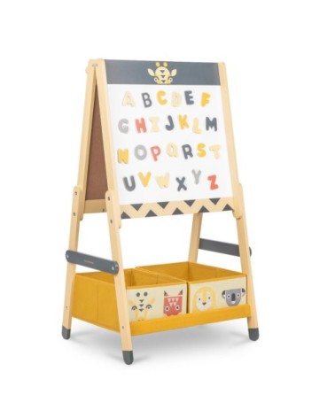 Tableau pour enfants polyvalent en bois naturel noir et jaune