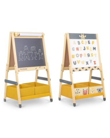 Tableau pour enfants polyvalent en bois naturel noir et jaune
