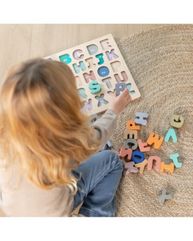 Alphabet multicolore pour enfants en bois naturel