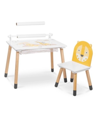 Table pour enfants en bois naturel jaune multifonctionnelle