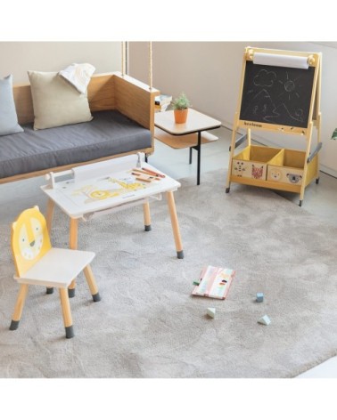 Table pour enfants en bois naturel jaune multifonctionnelle