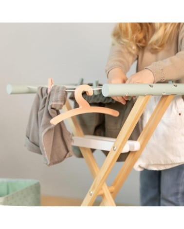 Corde à linge en bois naturel turquoise pour enfants