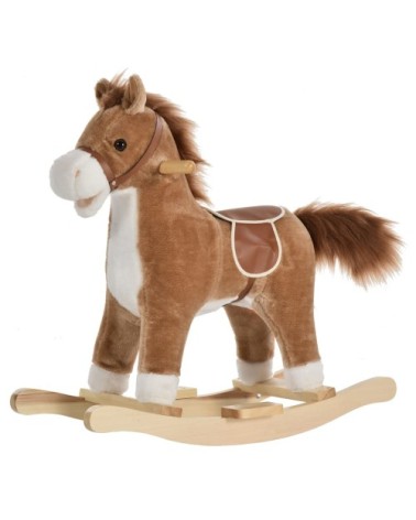 Cheval à bascule selle grand confort peluche courte douce brun
