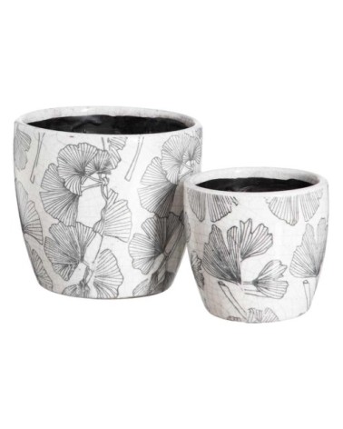 Cache-pots en céramique blanche vieillie - Lot de 2