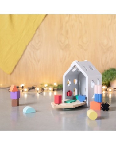 Maison de jeu en bois naturel multicolore avec figurines pour enfants