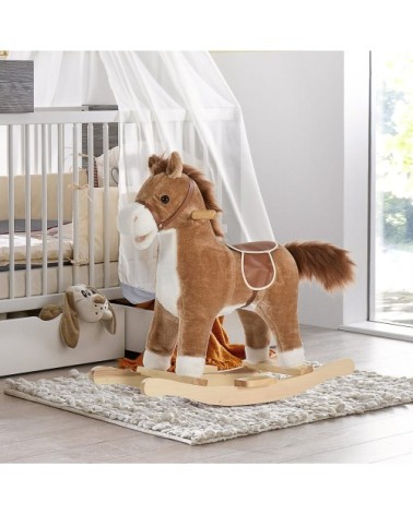 Cheval à bascule selle grand confort peluche courte douce brun