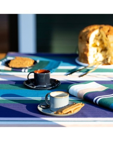 Nappe 12 couverts bleu 350x160cm