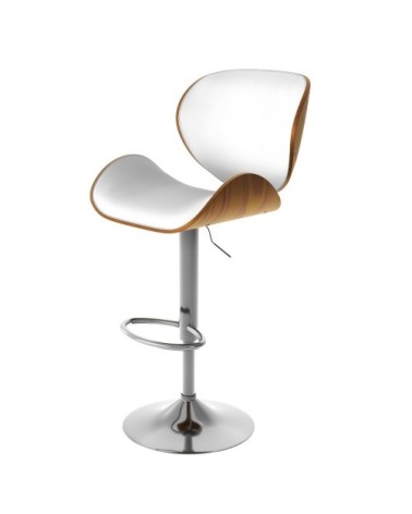 Chaise de bar réglable 63/84 cm en cuir synthétique blanc