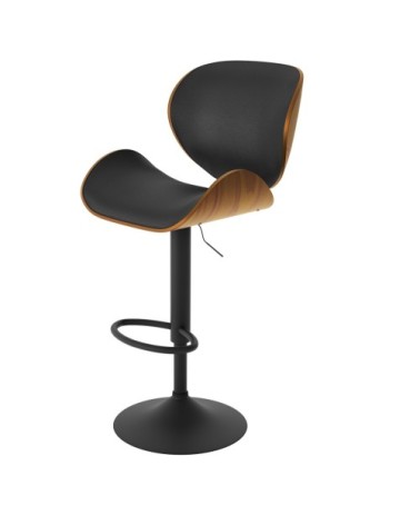 Chaise de bar réglable 63/84 cm en cuir synthétique noir