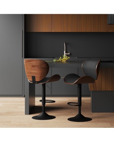 Chaise de bar réglable 63/84 cm en cuir synthétique noir