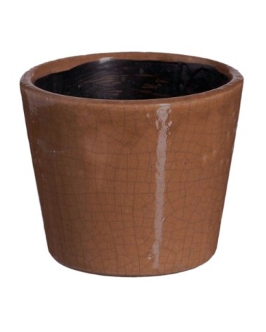 Cache-pot ocre en céramique vieillie H12cm