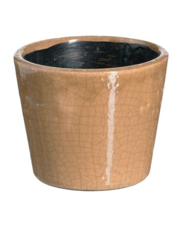 Cache-pot moutarde en céramique vieillie H12cm