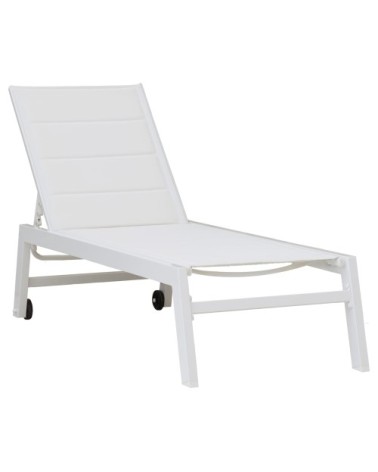 Bain de soleil en textilène blanc et aluminium blanc