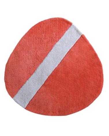 Tapis forme galet en Coton Rouge