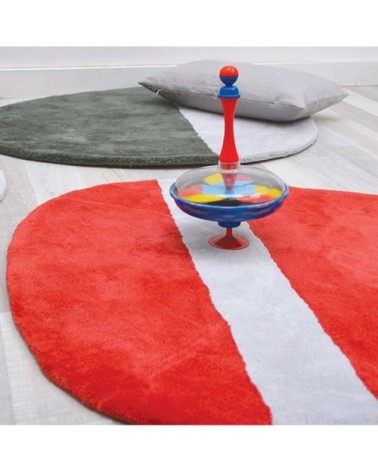 Tapis forme galet en Coton Rouge