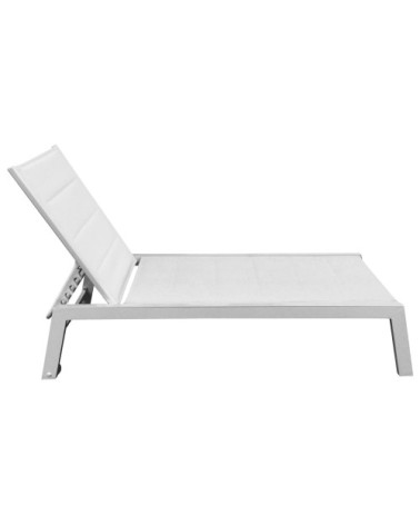 Bain de soleil en textilène blanc et aluminium blanc