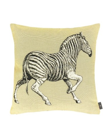 Housse de coussin faune sauvage, zèbre made in france jaune