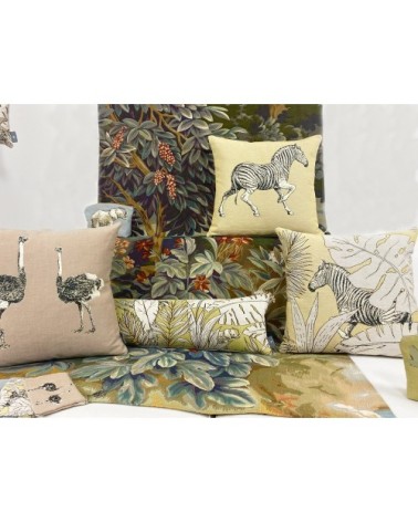 Housse de coussin faune sauvage, zèbre made in france jaune