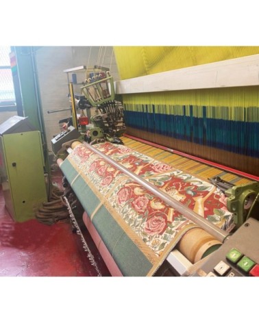 Coussin roses et oiseaux d'après w.morris made in france bleu  38x48