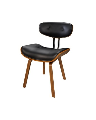 Chaise en PU noir et pieds en bois plié