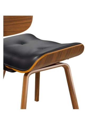 Chaise en PU noir et pieds en bois plié