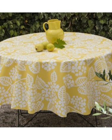 Nappe enduite ovale 160 x 240 cm jaune