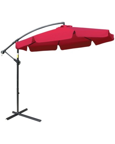 Parasol octogonal inclinable manivelle acier époxy polyester rouge