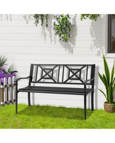 Banc de jardin 2 places style fer forgé métal thermolaqué noir