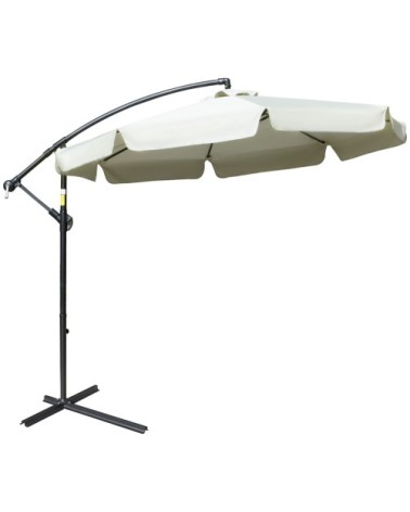 Parasol déporté octogonal inclinable acier époxy polyester crème